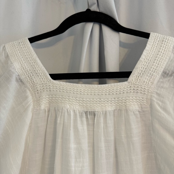 Lucky Brand White Gauze Blouse Crochet Trim Peasant Boho Top Women’s Small - Picture 8 of 10